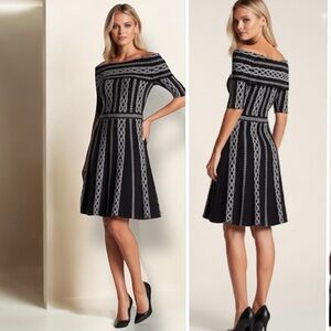 NWT Eliza J Off The Shoulder Fit And Flare Knit Dress Size Small. B7
